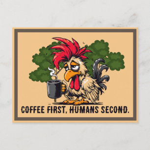 Custom quote - Rooster- Kaffee zuerst, Menschen se Postkarte