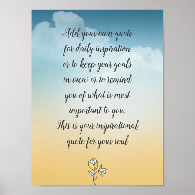Custom Quote Script Typografy Clouds Poster (Vorne)