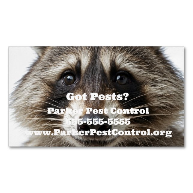 Custom Raccoon Pest Kontrolle Business Card Magnet (Vorderseite)