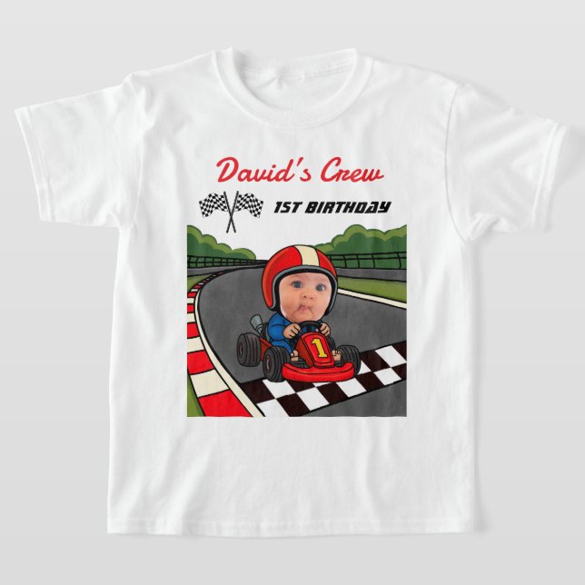 Custom Race Car Driver's Crew 1st Birthday  T-Shirt (Ablage )