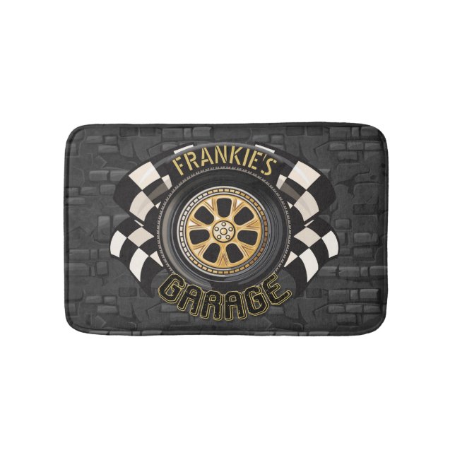 Custom Racing Flag Frisierte Auto Muscle Car Garag Badematte (Vorderseite)