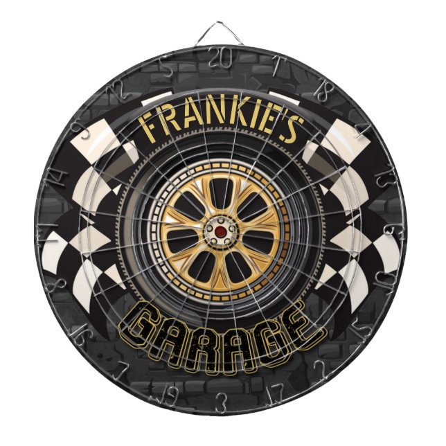 Custom Racing Flag Frisierte Auto Muscle Car Garag Dartscheibe (vorne)