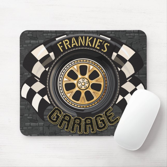 Custom Racing Flag Frisierte Auto Muscle Car Garag Mousepad (Mit Mouse)