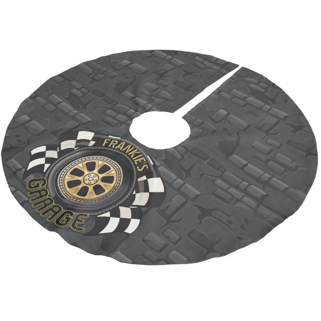 Custom Racing Flag Frisierte Auto Muscle Car Garag Polyester Weihnachtsbaumdecke (Schrägansicht)