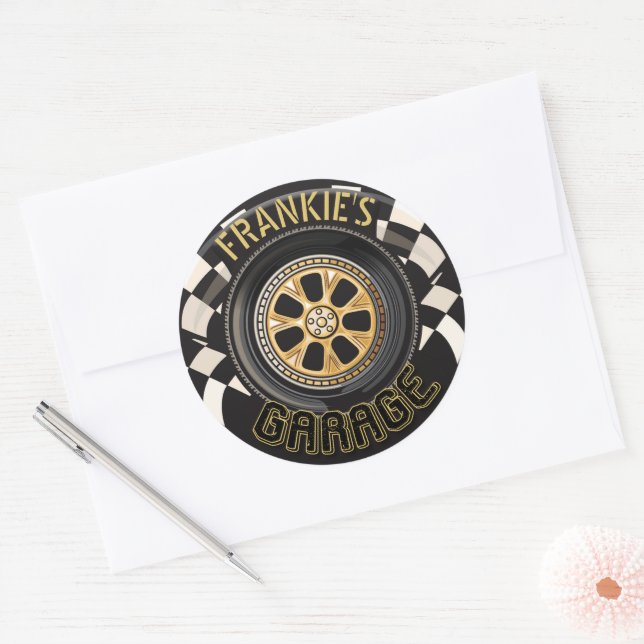 Custom Racing Flag Frisierte Auto Muscle Car Garag Runder Aufkleber (Umschlag)