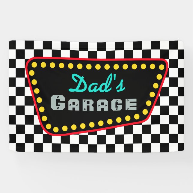 Custom Racing Flag Garage Sign Banner Gift (Horizontal)