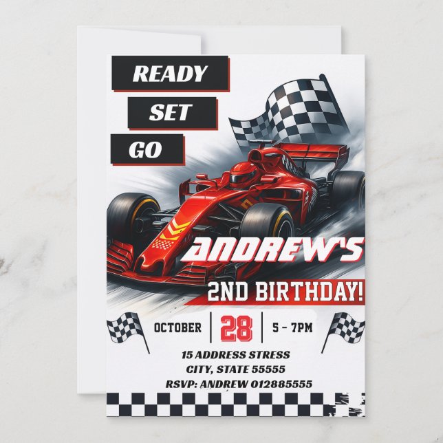 Custom Racing Modern Car Geburtstagsparty Einladung (Vorderseite)