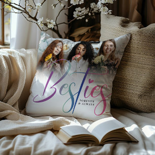 Custom Rainbow Besties, Photo & Text  Kissen