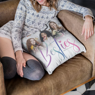 Custom Rainbow Besties, Photo & Text  Kissen