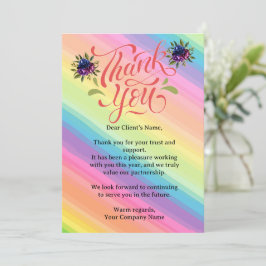 Custom Rainbow Floral Small Business Client Dankeskarte