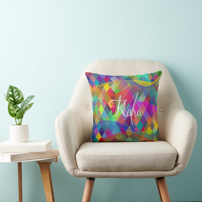 Custom Rainbow Harlequin mit farbigem Rauch Kissen (Stuhl )