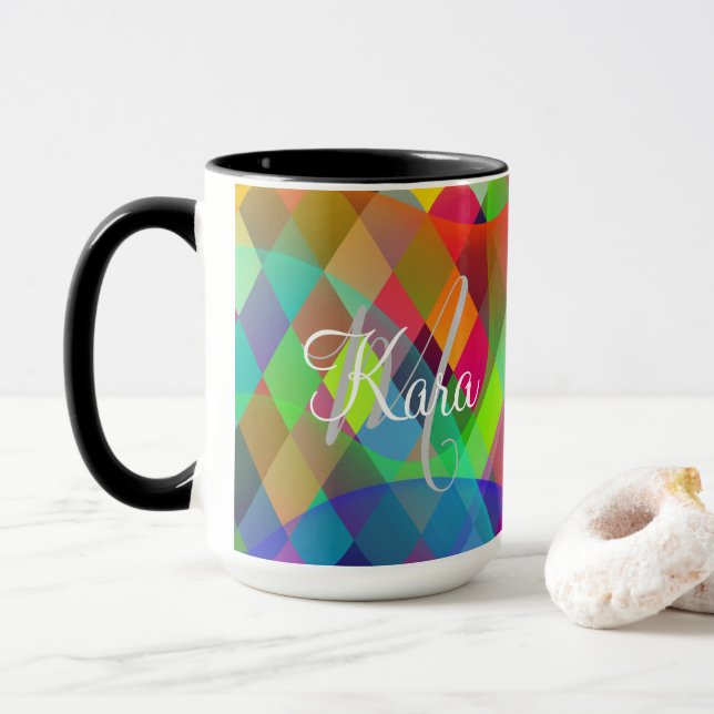 Custom Rainbow Harlequin mit farbigem Rauch Tasse (Mit Donut)