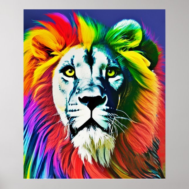 Custom Rainbow Lion Poster, Personalisiert Rage Gi Poster (Vorne)