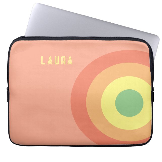 Custom Rainbow Target Laptop Bag - grün, peach Laptopschutzhülle (Vorderseite)