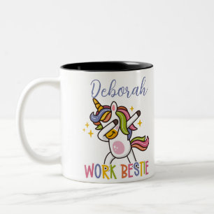 Custom Rainbow Unicorn Work Bestie Coffee Gift Zweifarbige Tasse