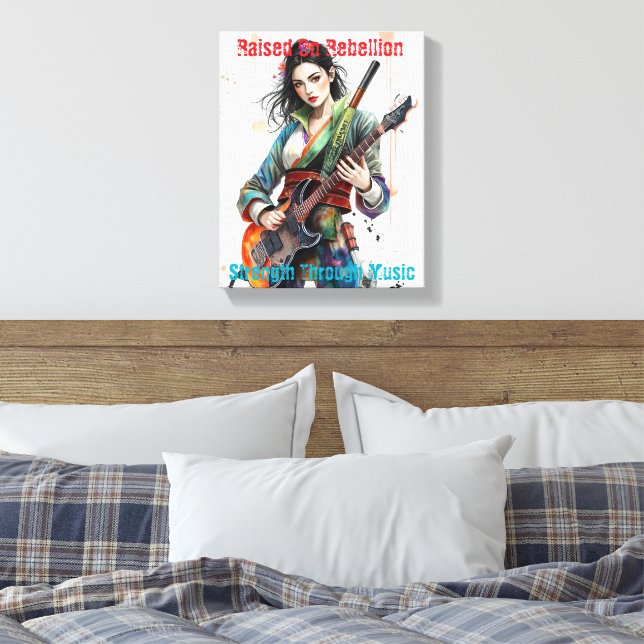 Custom Rainbow Warrior Girl Guitarist Art Inspirie Leinwanddruck (Insitu (Schlafzimmer))