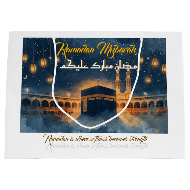 Custom Ramadan Mubarak Card – Personalized Arabic  Große Geschenktüte (Vorderseite)