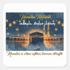 Custom Ramadan Mubarak Card – Personalized Arabic Quadratischer Aufkleber