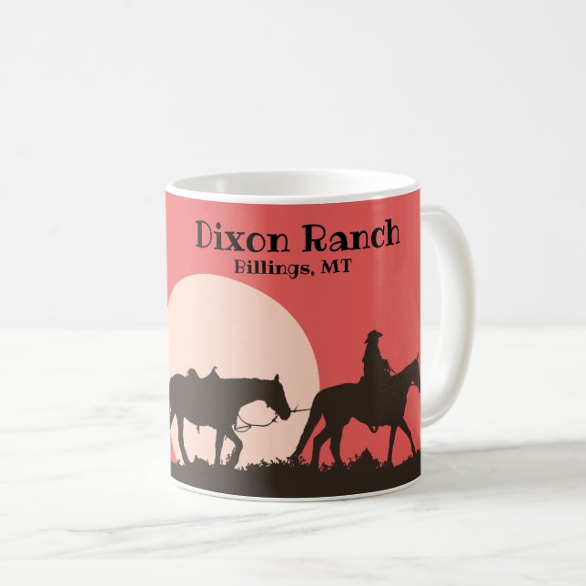 Custom Ranch Cowboy Horse Western Sky Kaffee Tasse (VorderseiteRechts)