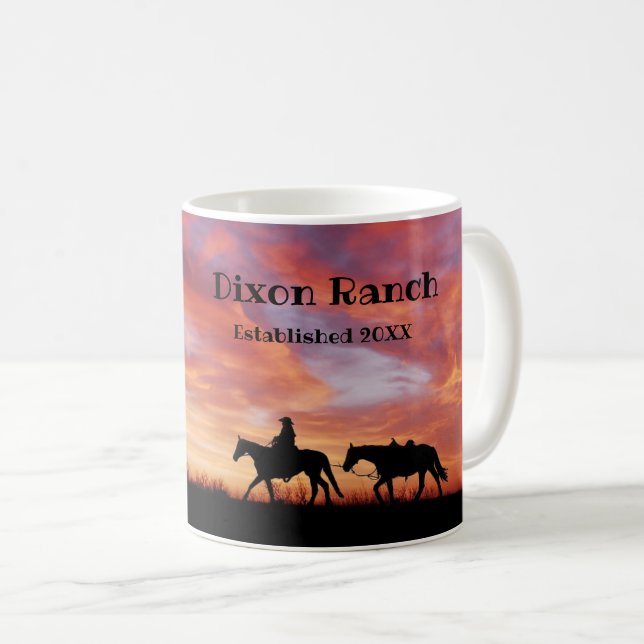 Custom Ranch Cowboy Horse Western Sky Kaffee Tasse (VorderseiteRechts)