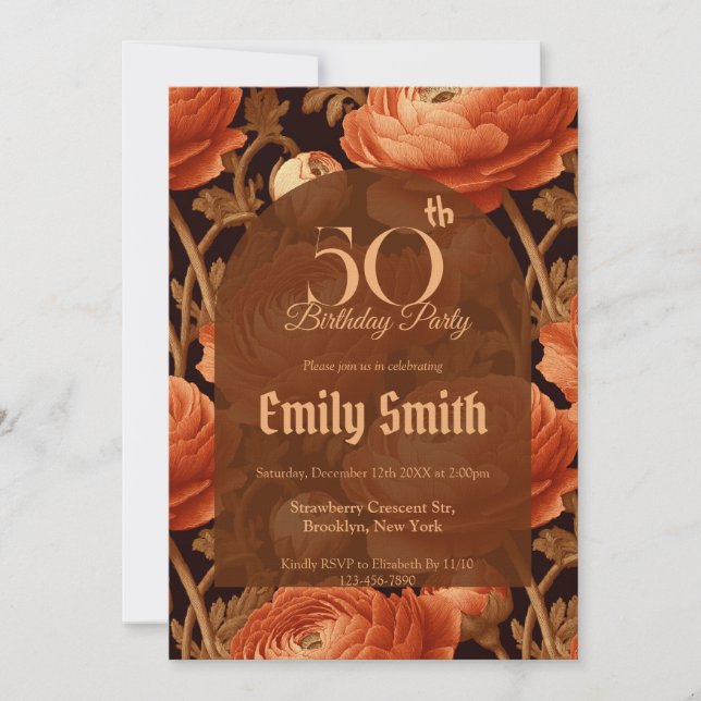 Custom Ranunculus Charm Beach Party Einladung (Vorderseite)