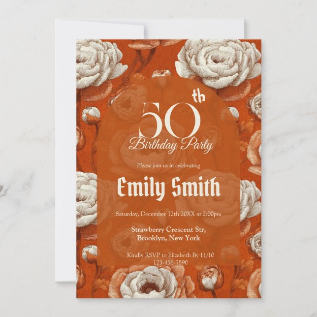 Custom Ranunculus Floral 20Th Birthday Einladung (Vorderseite)