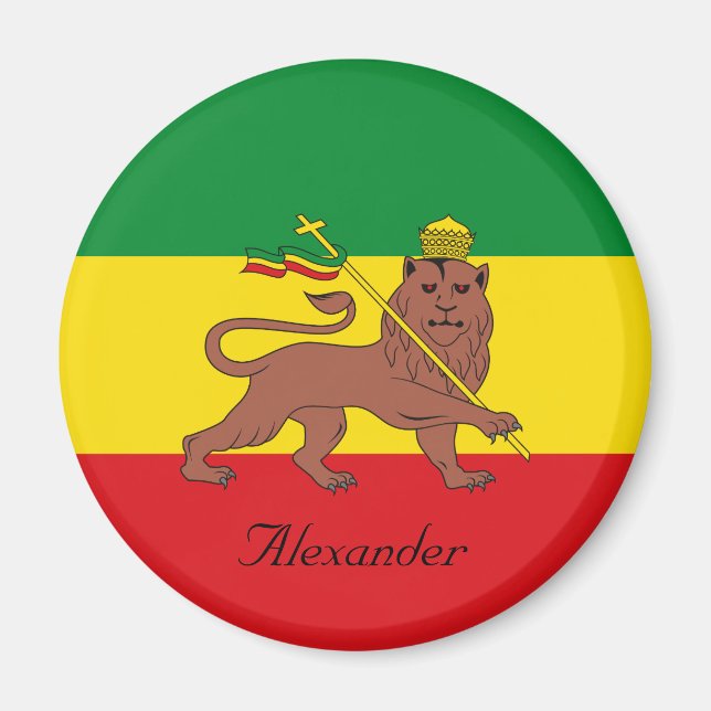 Custom Rastafarian Flag Äthiopia Löwe von Judah Magnet (Vorne)
