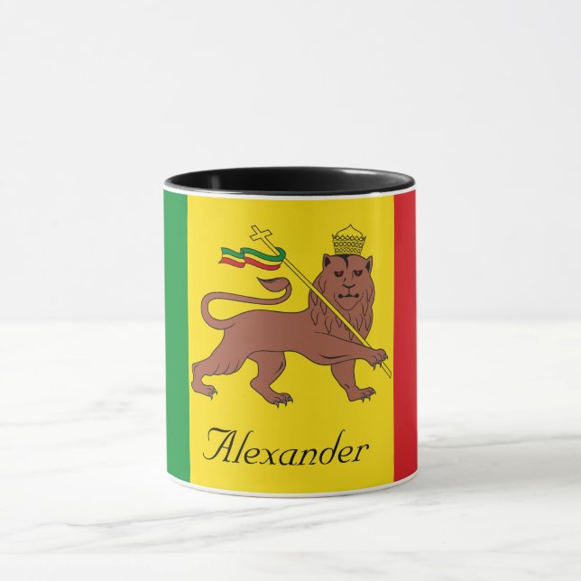 Custom Rastafarian Flag Äthiopia Löwe von Judah  Tasse (Zentrum)