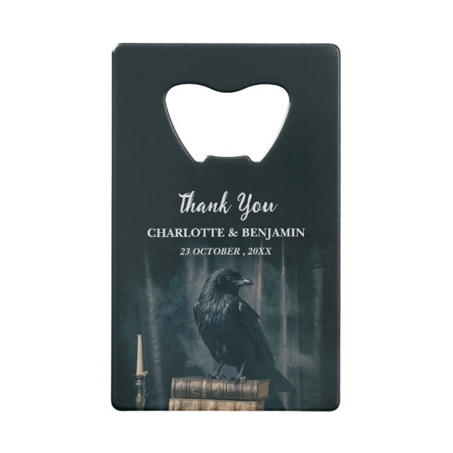 Custom Raven Halloween-Gastgeschenk Hochzeit Geldbeutel Flaschenöffner (Vorderseite)