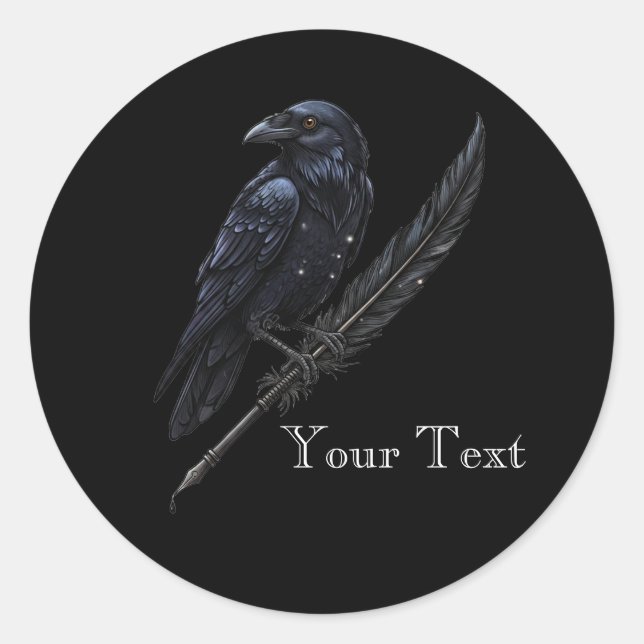 Custom Raven on Quill Sticker (Vorderseite)