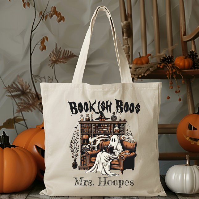 Custom Reading Teacher Librarian Spooky Halloween Tragetasche (Von Creator hochgeladen)