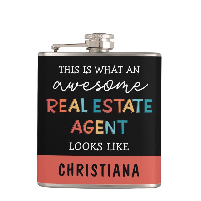 Custom Real Anwesen Agent Funny Phantastisch Realt Flachmann (Vorderseite)