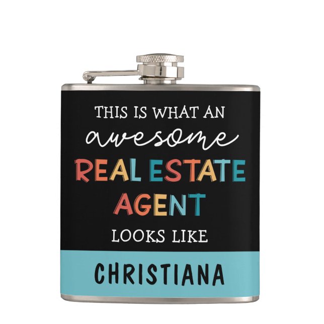 Custom Real Anwesen Agent Funny Phantastisch Realt Flachmann (Vorderseite)