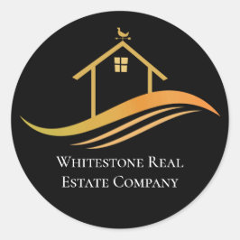 Custom Real Anwesen Company Chic Black Gold Realto Runder Aufkleber