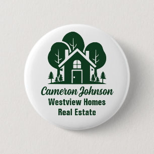 Custom Real Anwesen Company Green Forest House Button