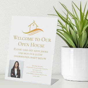 Custom Real Anwesen Company Open House Gold Sockelschild