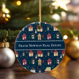 Custom Real Anwesen Houses Blue Holiday Weihnachte Keramik Ornament