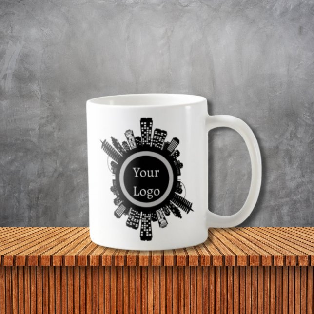 Custom Real Estate Agent Mug - Building Skyline Kaffeetasse (Custom Real Estate Agent Mug - Building Skyline - Personalized Logo Coffee Cup for Realtors)