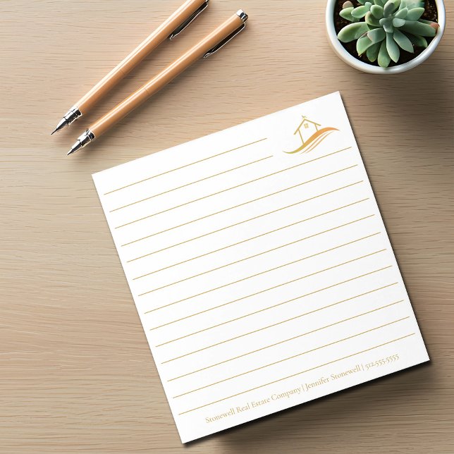 Custom Real Estate Company Gold House Realtor Notizblock (Von Creator hochgeladen)