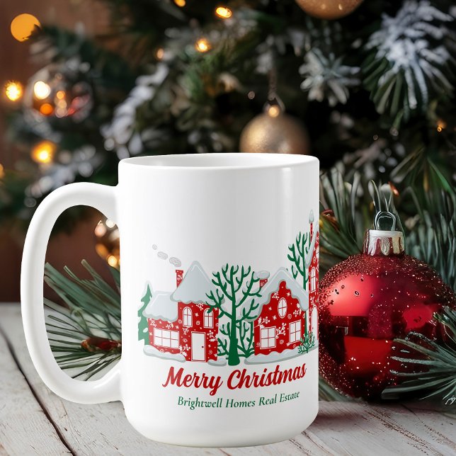 Custom Real Estate Company Merry Christmas Kaffeetasse (Von Creator hochgeladen)