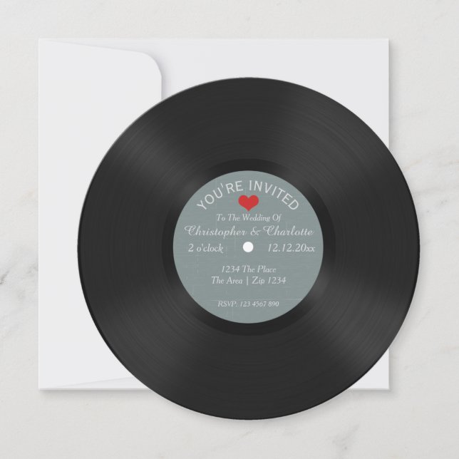 Custom Record Album Novelty Wedding Einladung (Vorderseite)