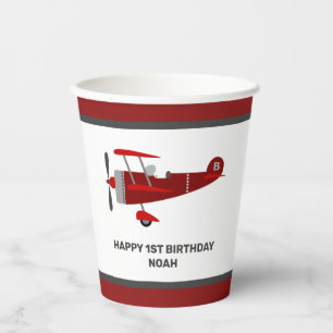 Custom Red Airplane Birthday Paper Cups Pappbecher