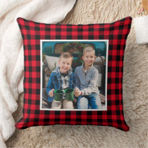 Custom Red and Black Buffalo Kariert Holiday Foto