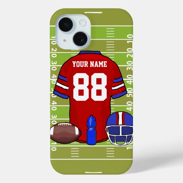 Custom Red and Blue Football Jersey auf Field Case-Mate iPhone Hülle (Rückseite)