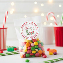 Custom Red and Green Merry and Bright Stickers