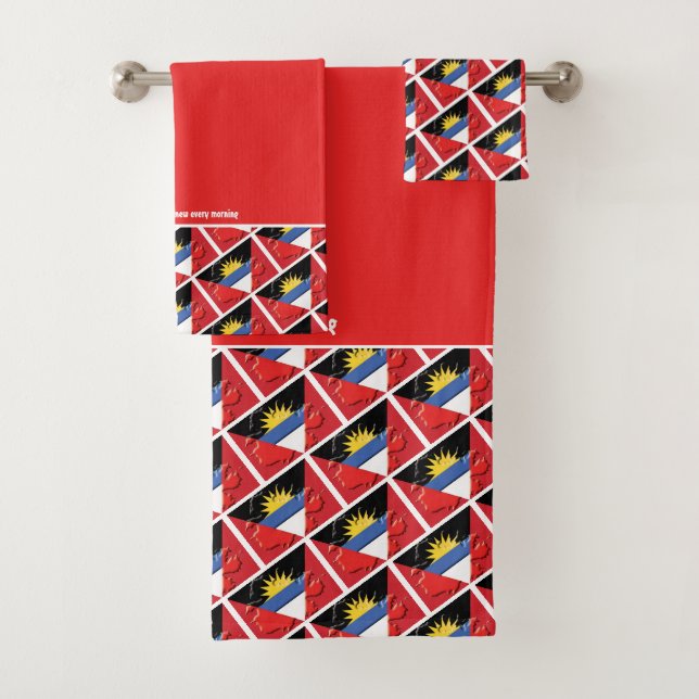 Custom Red ANTIGUA Badhandtuch Set (Insitu)