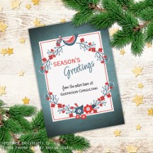 Custom Red Aquamarin Blue Bird & Floral Folk Art W