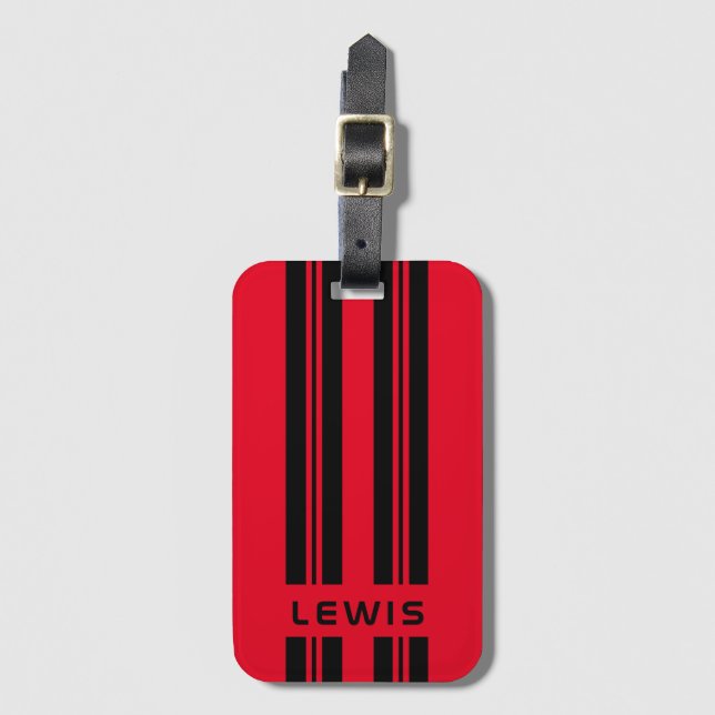 Custom Red Auto Racing Stripes Personalisiert Car Gepäckanhänger (Vorderseite Vertikal)