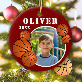 Custom Red Basketball Ball Sports Foto Keramik Ornament