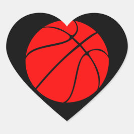 Custom Red Basketball Heart Scrapbook Stickers
